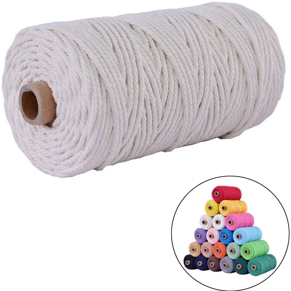 2mm 3mm 4mm 5mm 6mm Recycled Macrame Cotton rope natural Round color string for craft