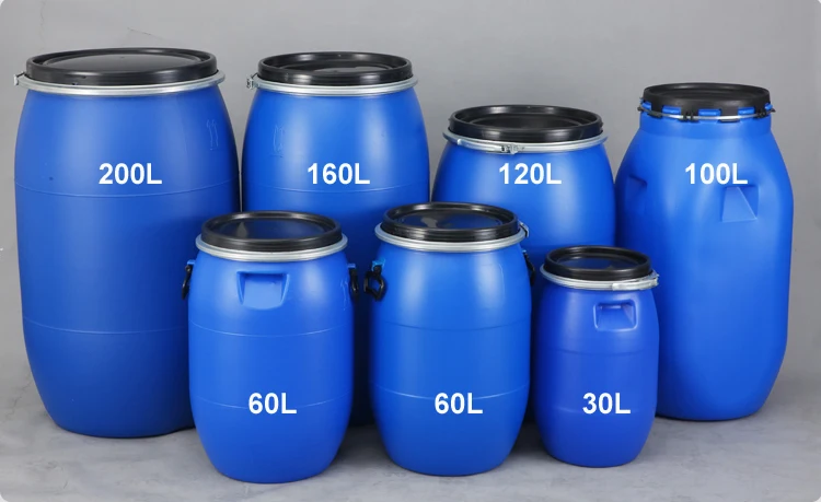  Синий пластиковый барабан с открытым верхом 200L HDPE/пластиковый цилиндр 120 литра HDPE
