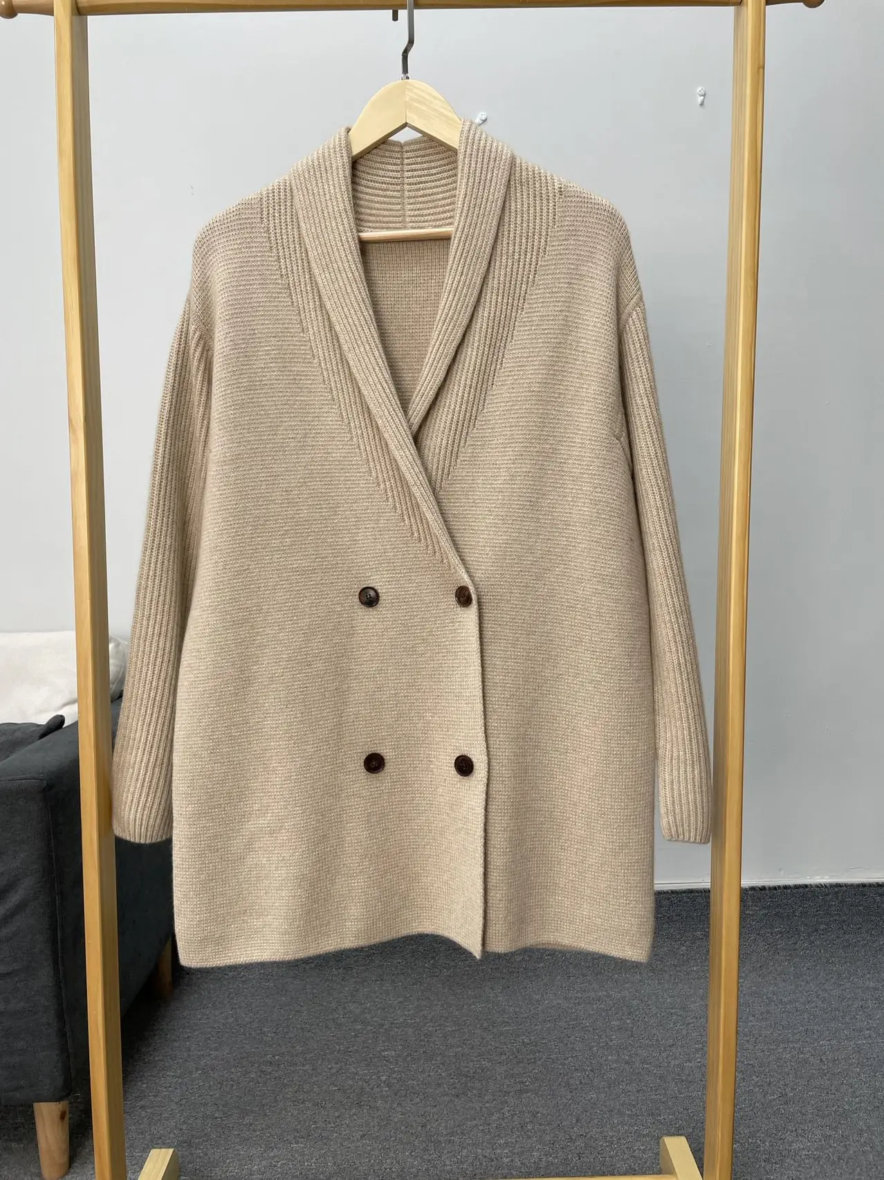 Inner mongolia wool cropped 100% trendy cashmere  coat alpaca winter trench designer for women
