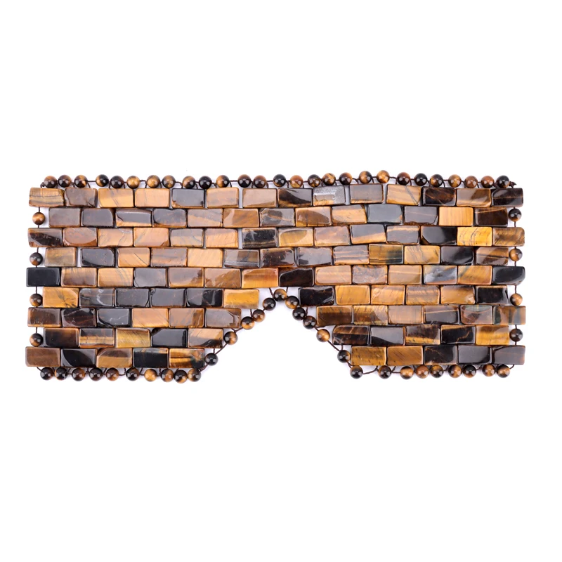100% Real handmade nature massager sleep cooling tiger eye stone jade eye mask