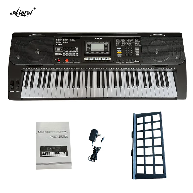 Aiersi Electronic Piano 61-Key Simulation Piano Keys Touch Function MIC Jack Professional Portable Electronic Organ for Teacher