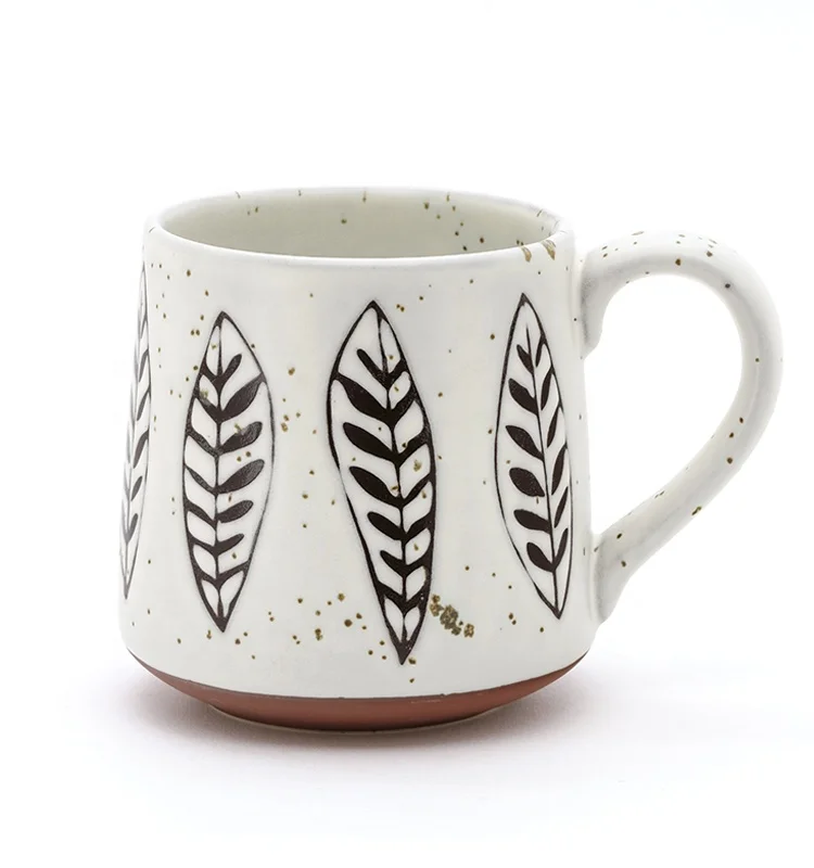 Unique geometric smart black and white ceramic coffee mug for gift