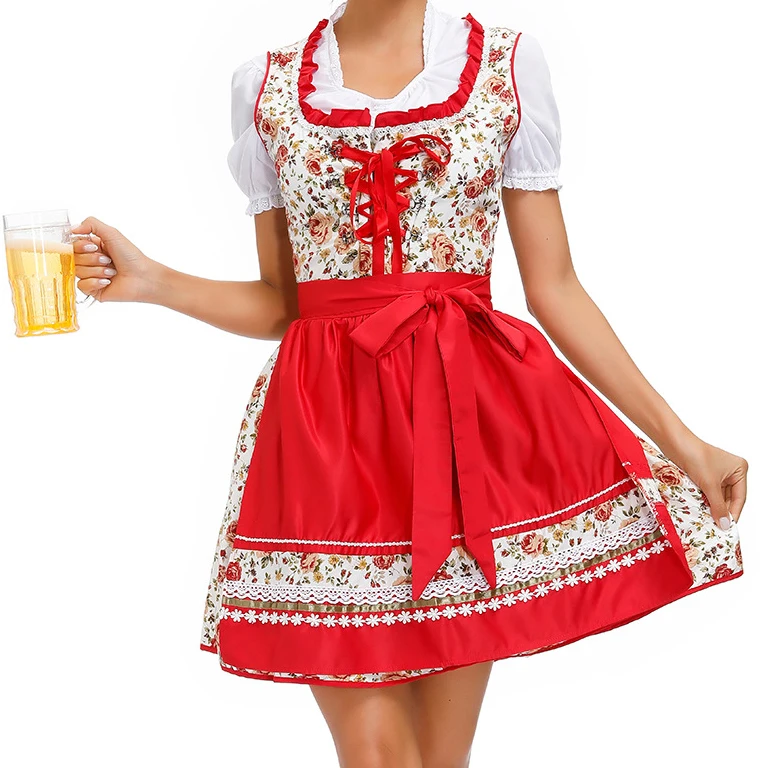 Новое поступление 2021, Кружевной Фартук Dirndl, модные костюмы, юбка официантки, Немецкий Октоберфест, баварийское женское платье горничной