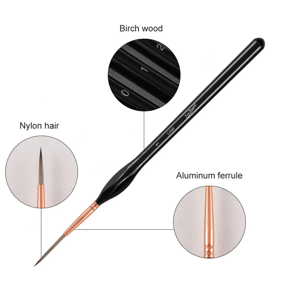 Xin Bowen 5-Pcs Set Multi-Color Option Fine Detail Painting Brush New Packaging Nylon Hair with Aluminum Ferrule Paintbrushes