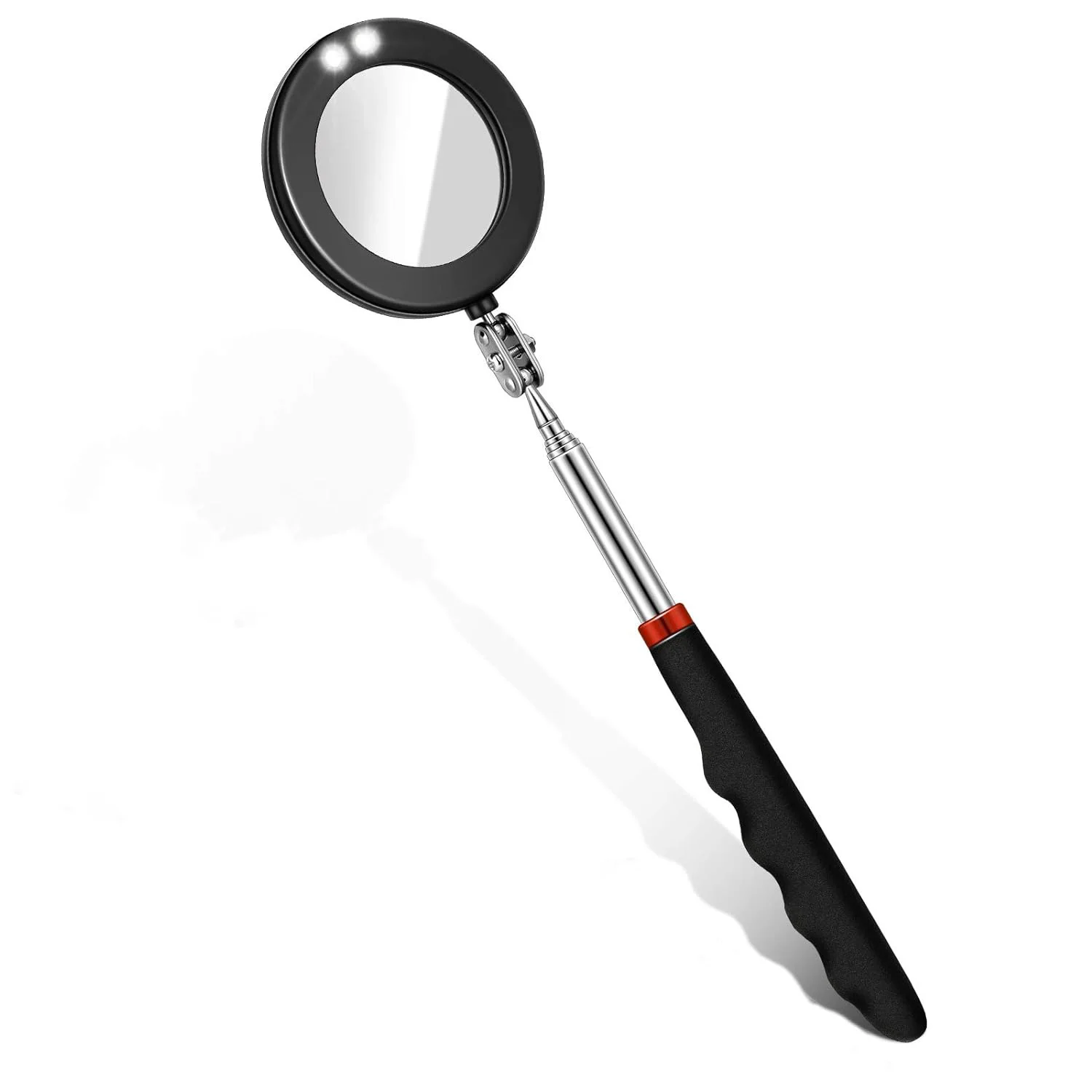 Round mechanics extendable Mirror on a stick telescopic home Inspection mirror Tool with bright led lights