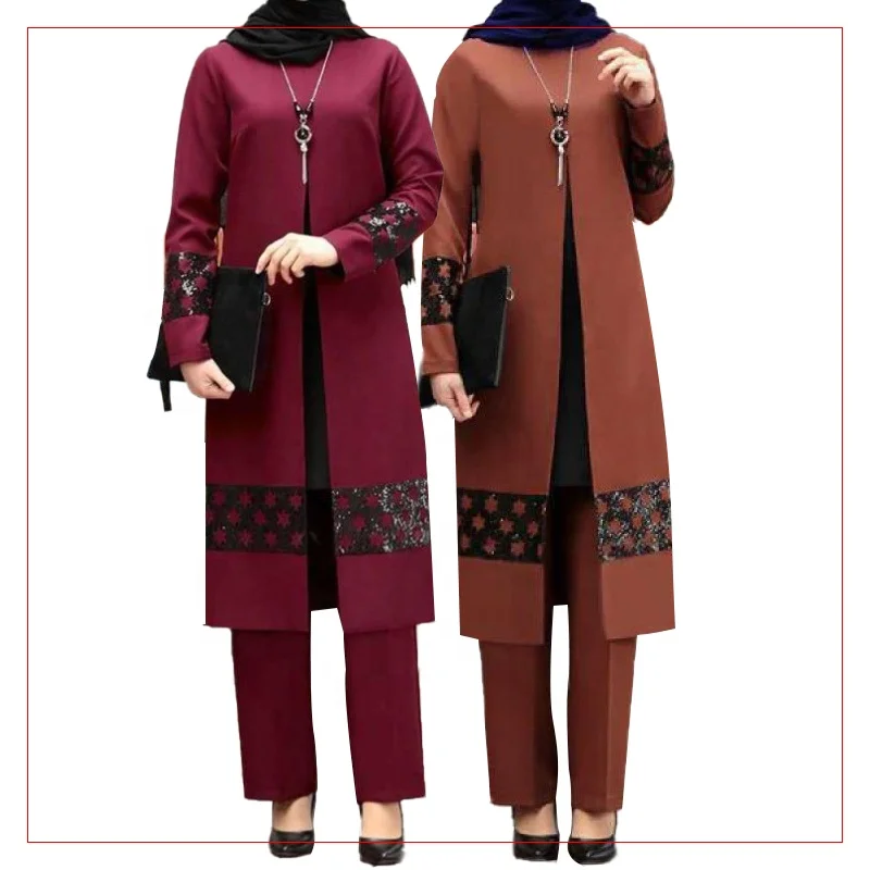 Hot Selling Two-Piece Middle East Islamic Clothing Turkey Long Sleeve Muslim Women Clothing Islamic Clothing