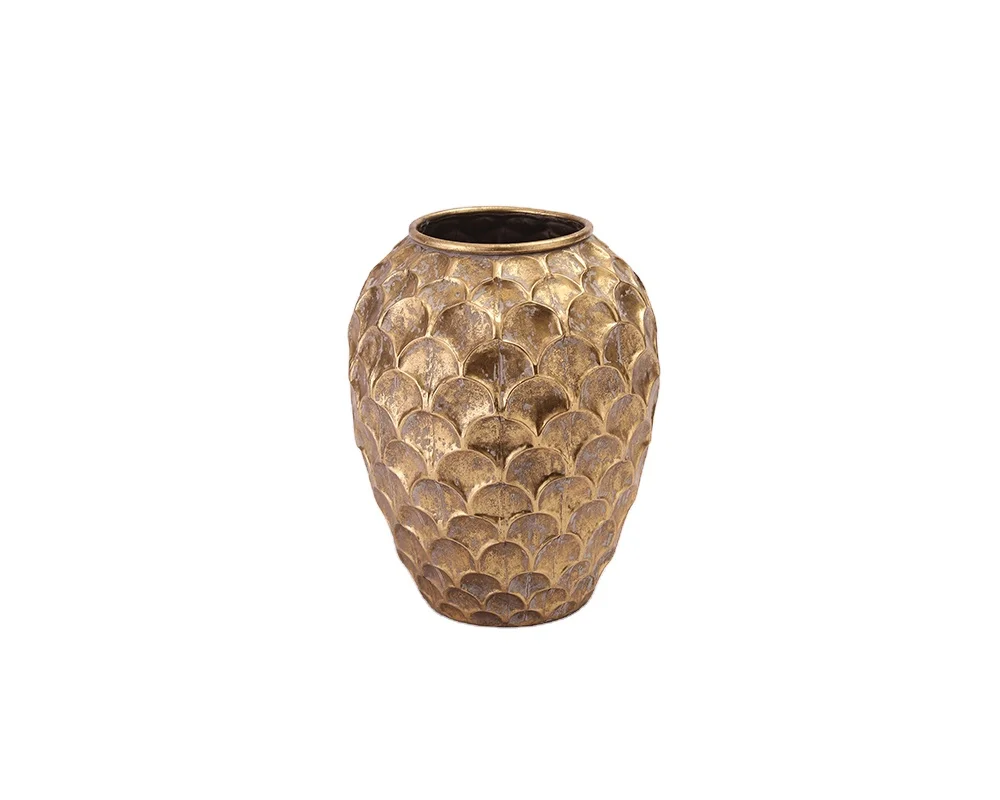 Classical luxury vase golden metal vase home decoration pot type desktop vase decoration