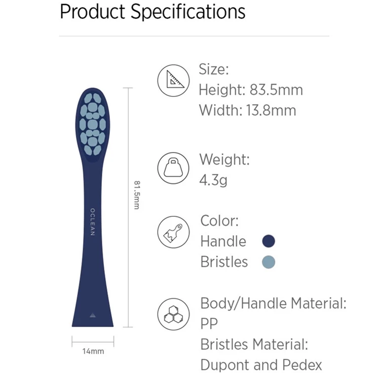  Насадки для зубной щетки Oclean PW05 сменные синие головки Xiaomi X