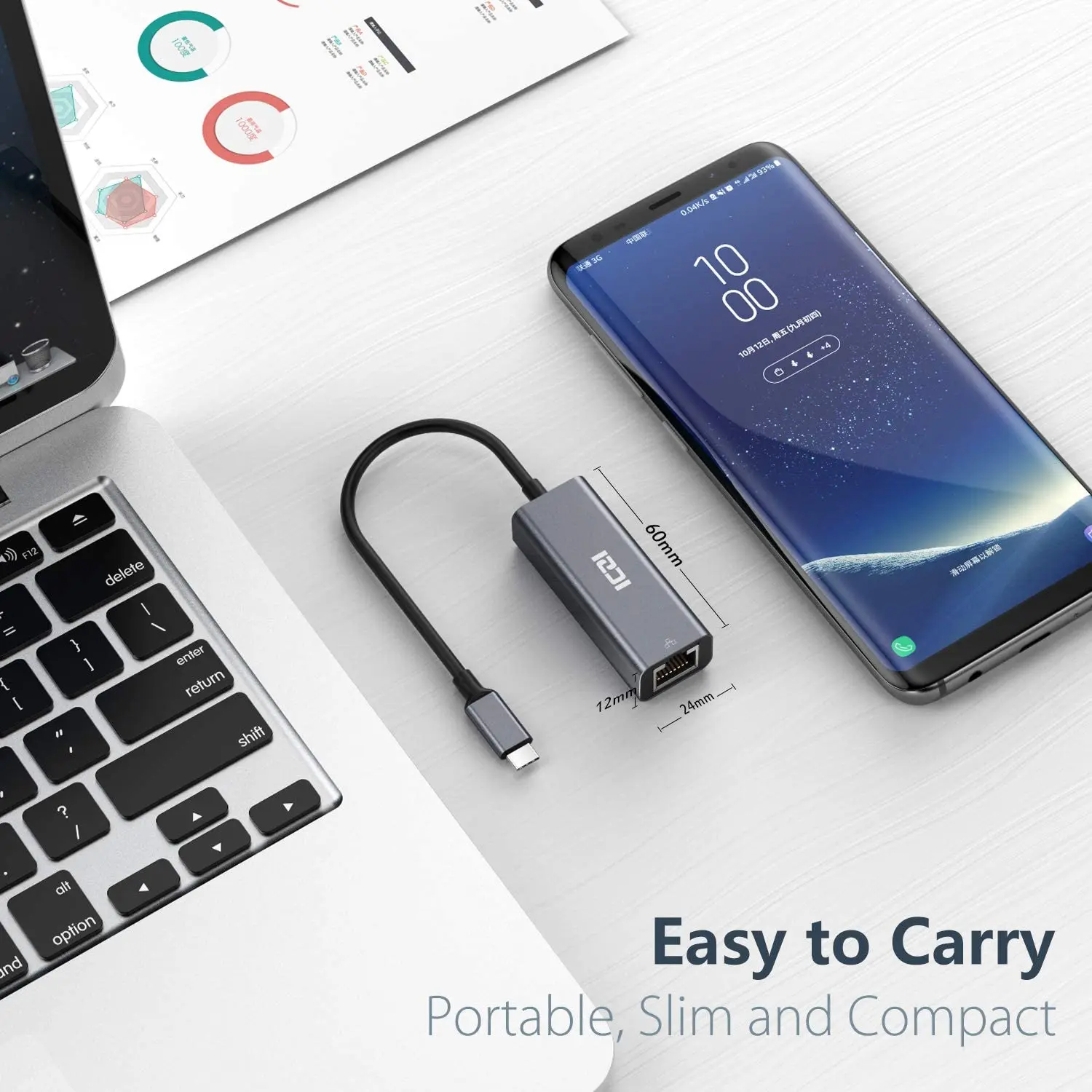 ICZI Usb type c to RJ45 1000m ethernet mobile phone OTG high speed adapter