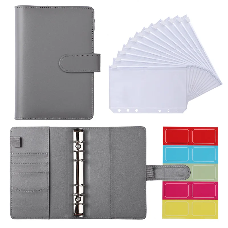 A6 Money Budget PU Binder with Zipper Envelopes
