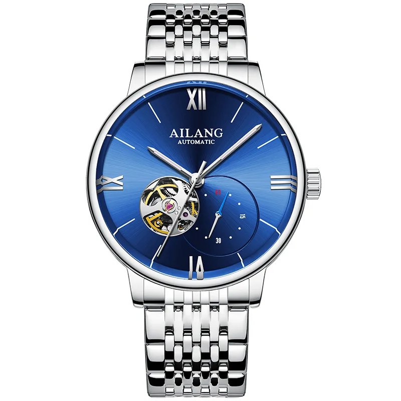 AILANG Luxury Watch Men Automatic Luminous Black Clock Men Stainless Steel Waterproof Mechanical Watch Relogio 8268