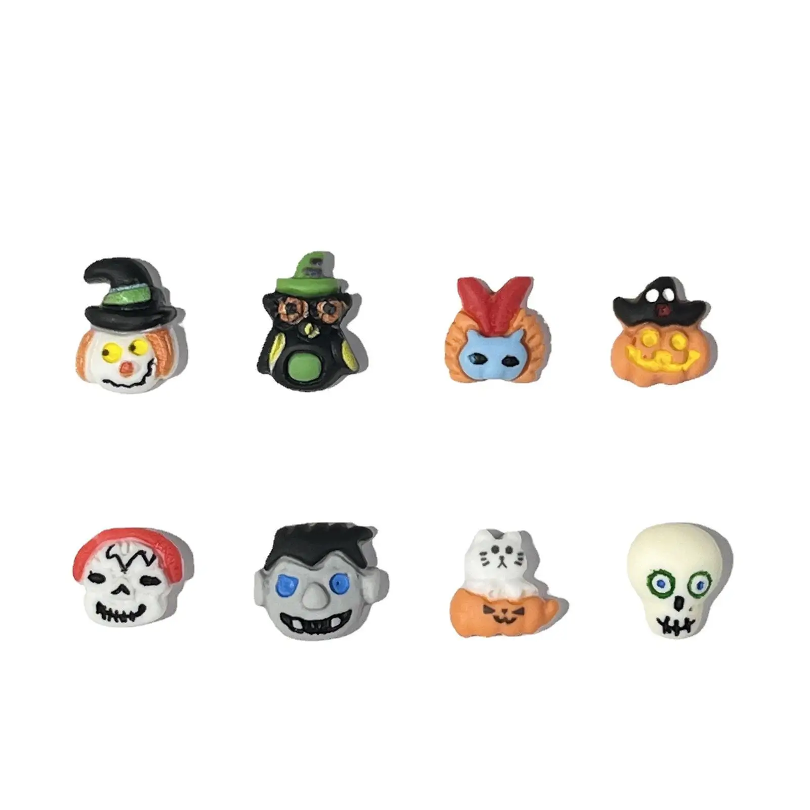 20pcs/Bag Kawaii Cartoon Halloween Skull Head Series 3D Art Decorations Macaron Nails Charms Designs DIY Resin Nail New