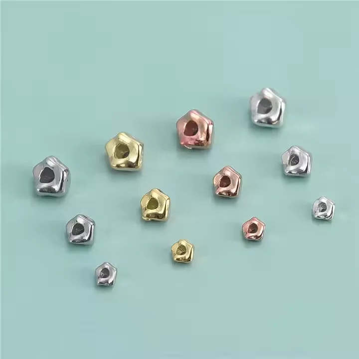 Wholesale High Quality 925 Sterling Sliver Fashionable Golden/silver/rose Gold Irregular Spacer Bead for Jewelry Making Supplies