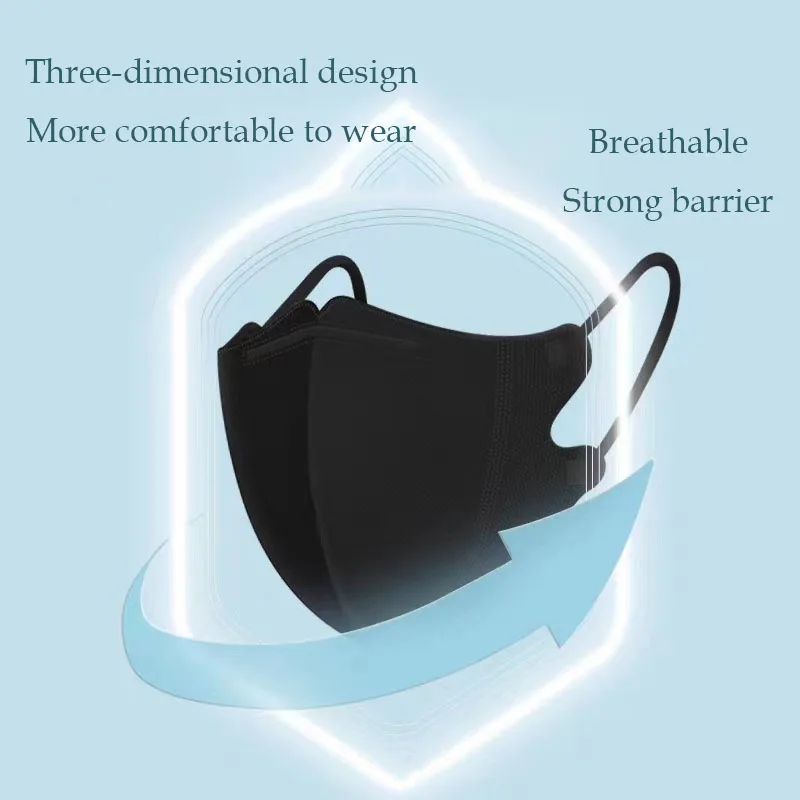 Respirator Mask 3 Ply Black Face Mask Customized Logo 3d Masks Shield With Earloops Civilian Colors Colored Disposable