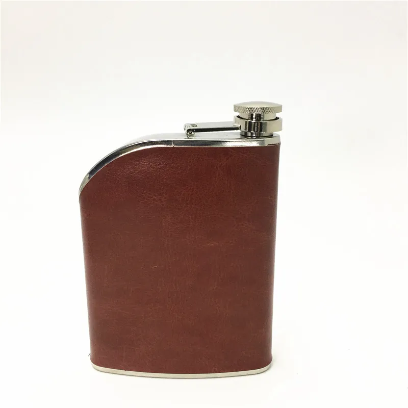 Private label outdoor leather stainless steel whiskey flasks