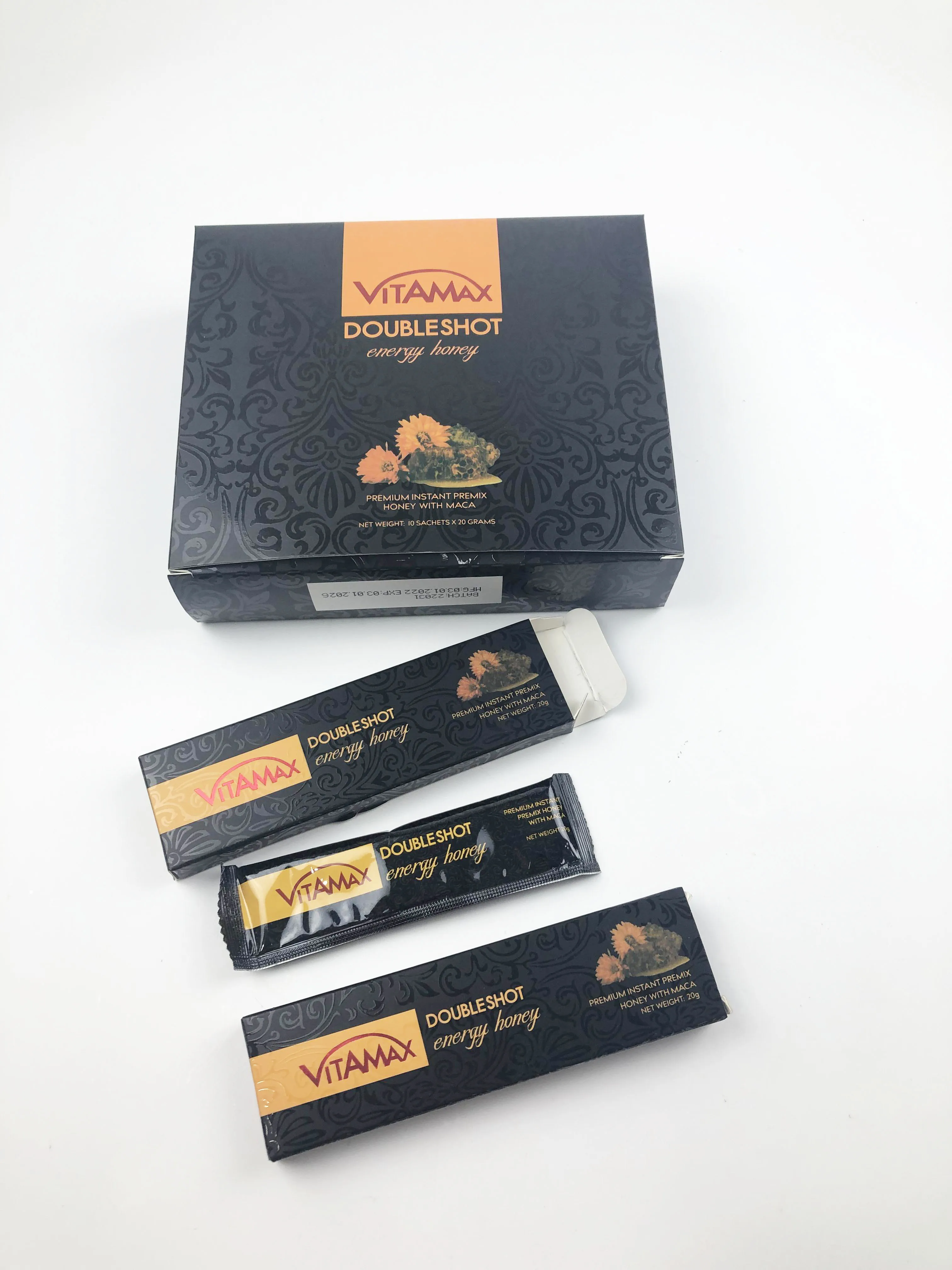 Honey Packaging Box With Sachet Custom Gold Printing Vital Vip Honey Packaging Sachets With Display Box Vitamax