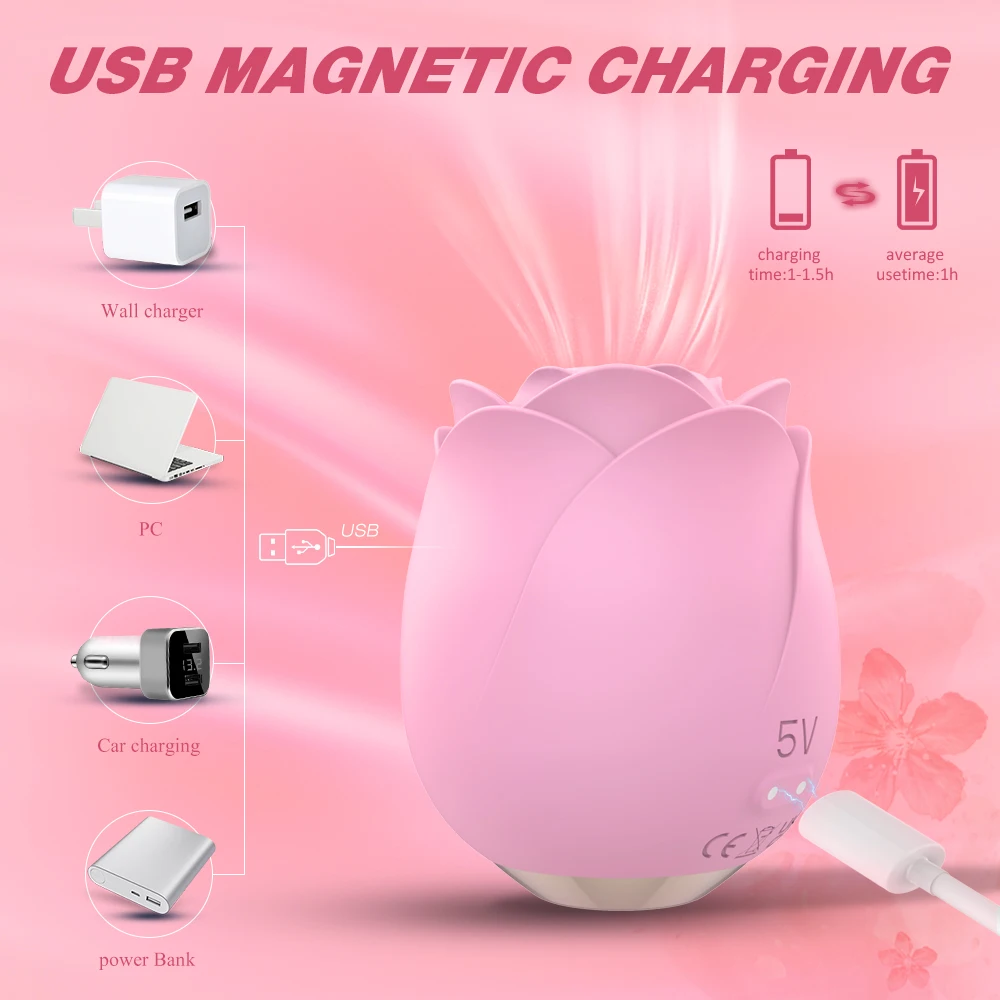 Sex home Best Seller Sucking Rose Vibrator For Women With 7 Frequency Wireless Cycle Magnetic Suction Charging Vibrator
