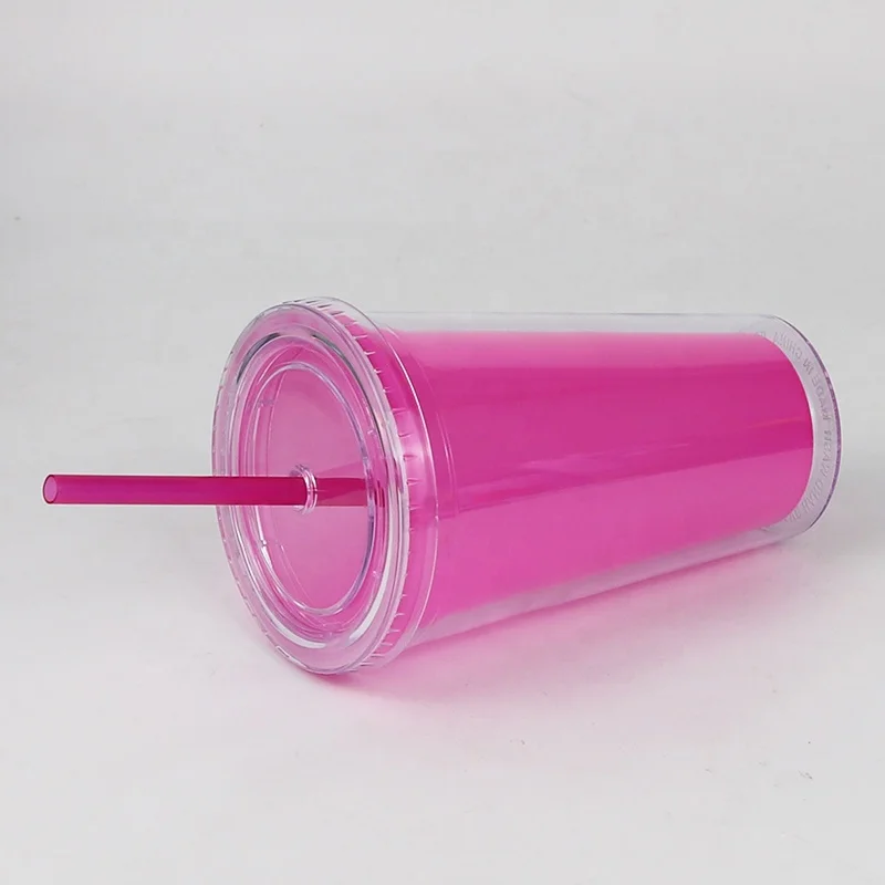 16 oz Reusable Color Changing Temperature Plastic Cups, Drinking Tumbler with Lids & Straws Wholesale Bulk