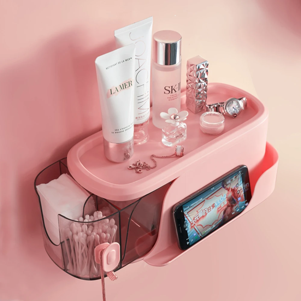 3 in 1 wall mounted shelf bathroom tissue storage box