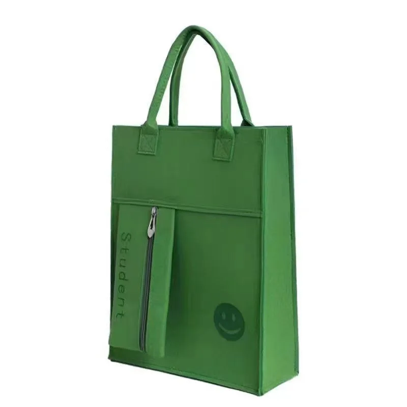 Primary School Students Supplementary Classes Bag Felt Handbag Book Bag with Document Storage File Cabinet