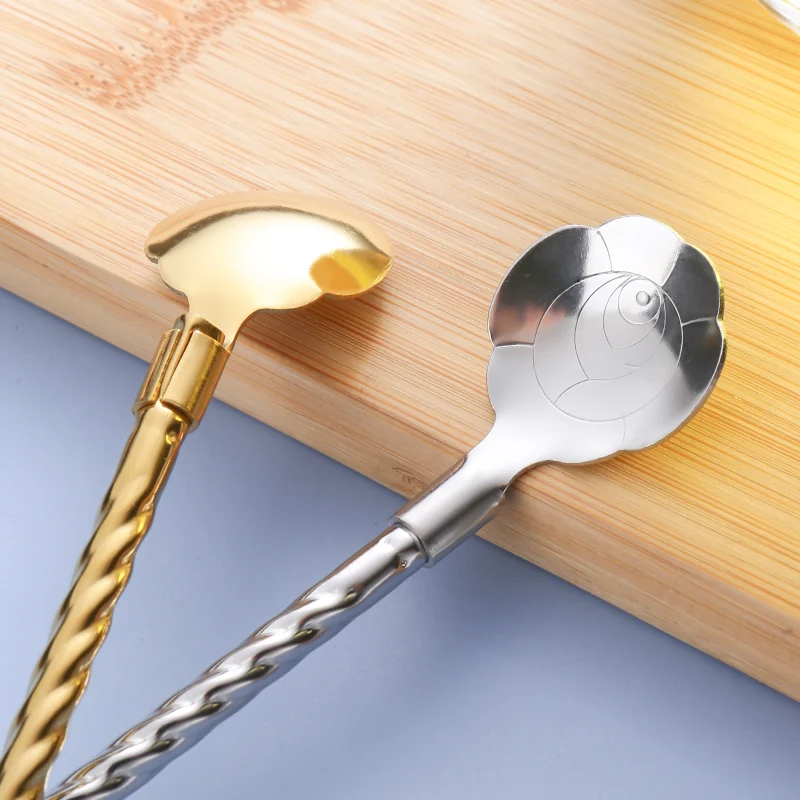 Exclusive Design 10PCS Set 304 Stainless Steel Straws And Scoop High Quality Food Grade Metal Straw Spoon With Brush