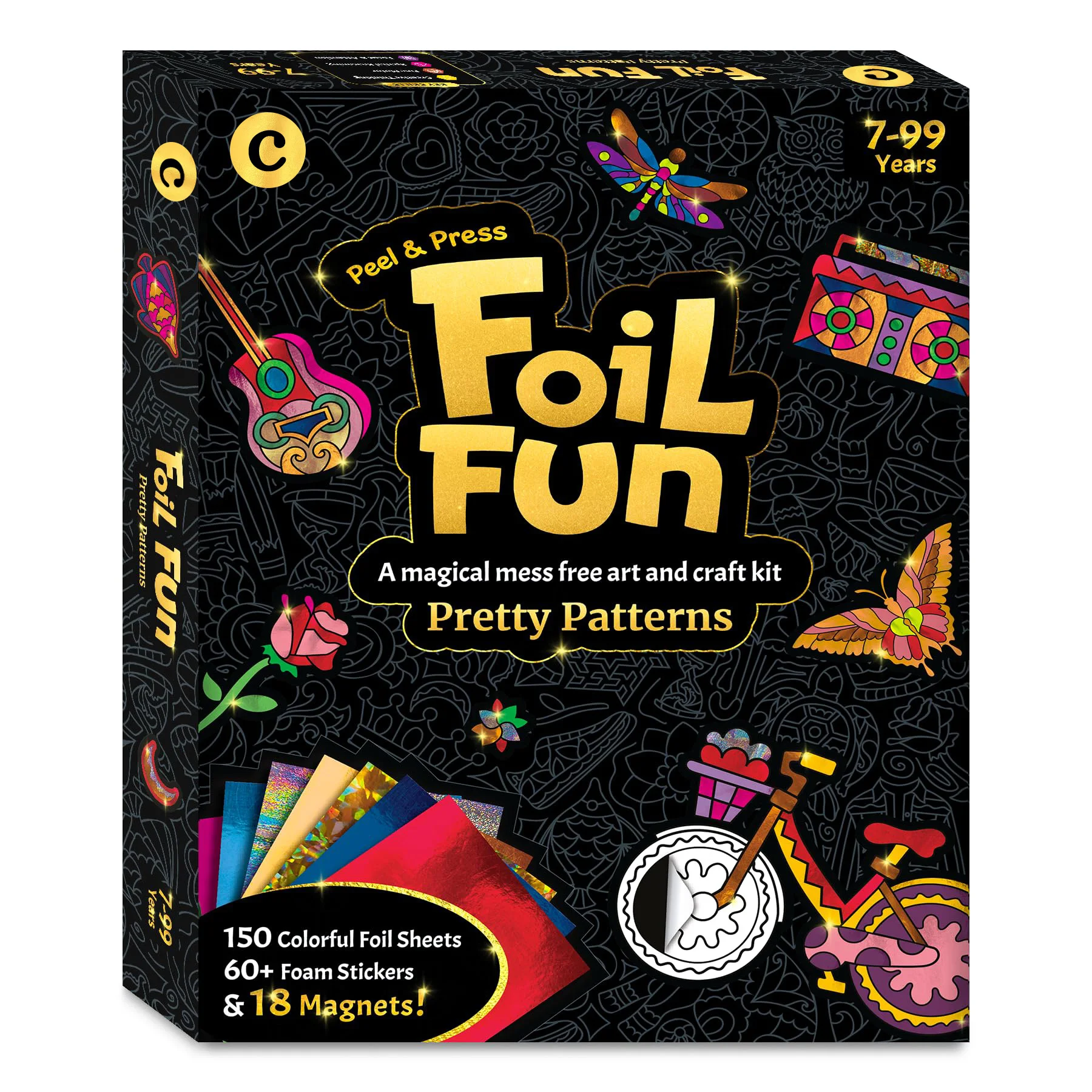 DIY Creative Art Craft Activity - Magnet Foil Fun Pretty Patterns, Mess Free Art Craft Kits, Magnets & Supplies, Gifts for Kids