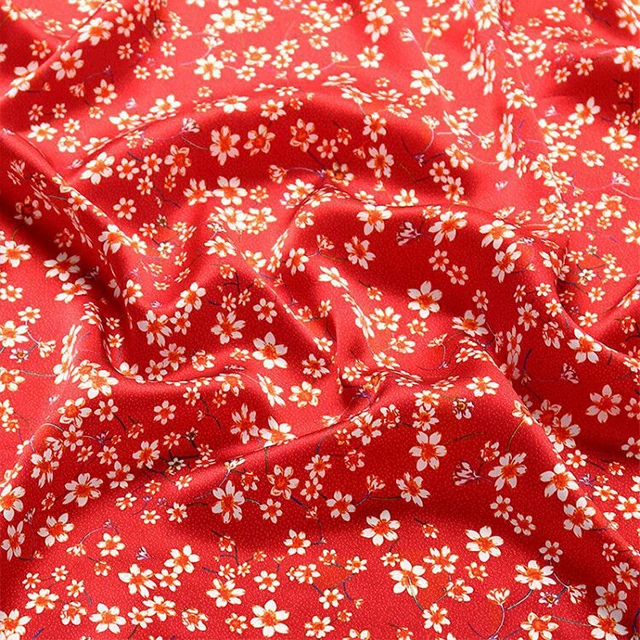 NO MOQ custom digital printed 16mm satin silk fabric for lady clothes
