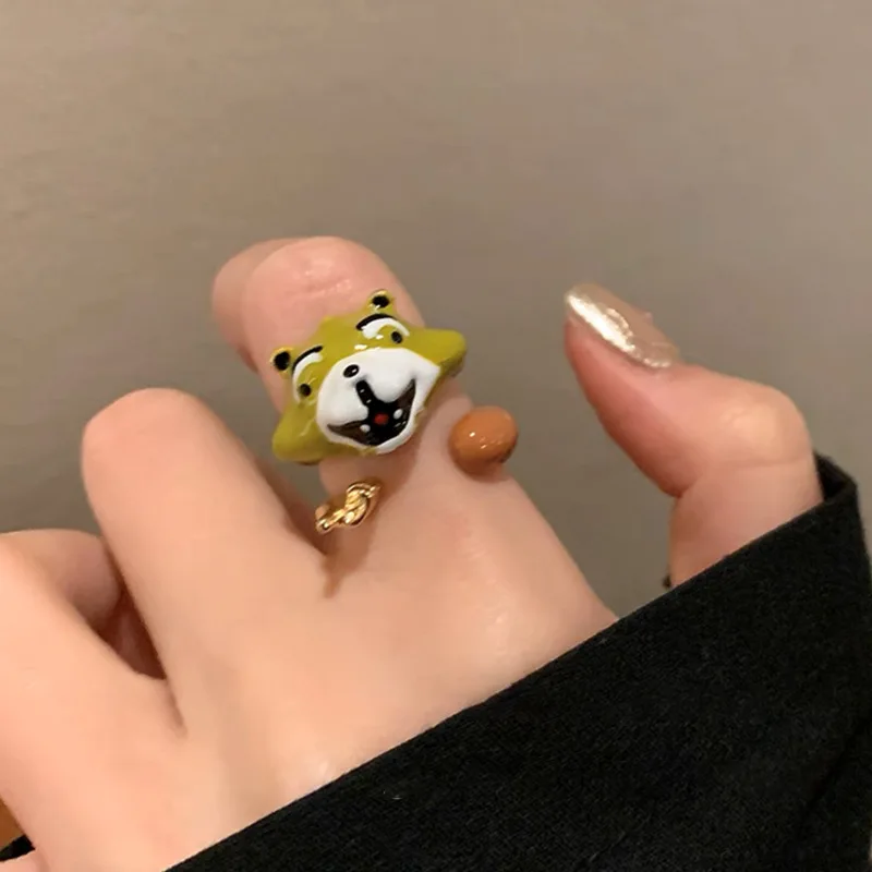 Colorful Butterfly Cute Adjustable Spinning Ring Bee Heart Yin Yang Panda Pig Enamel Spinner Rings For Anti Anxiety