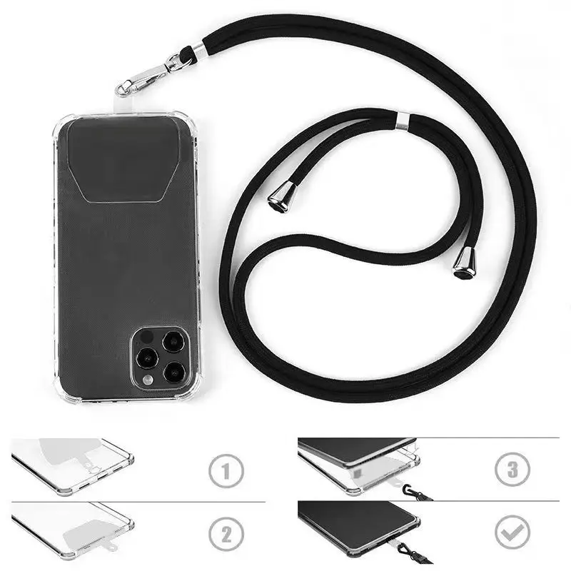 
Universal Phone Tether Lanyard Adjustable polyester Neck strap Phone Lanyard pad Safety Tether for iphone 12 pro max rope 