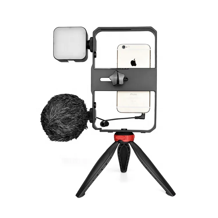 Hot Sales Professional Microphone and LED Light Video Vlog Kit Smartphone for Filming Maker
