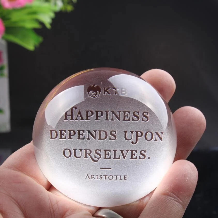 Customized 3D Laser Engraved Table Crystal Semi Sphere With Logo Round Shape Paper Weight