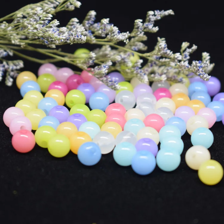 Diy accessories acrylic paint 6-30mm round beads jewellly spring dispersion beads handmade for making bracelet