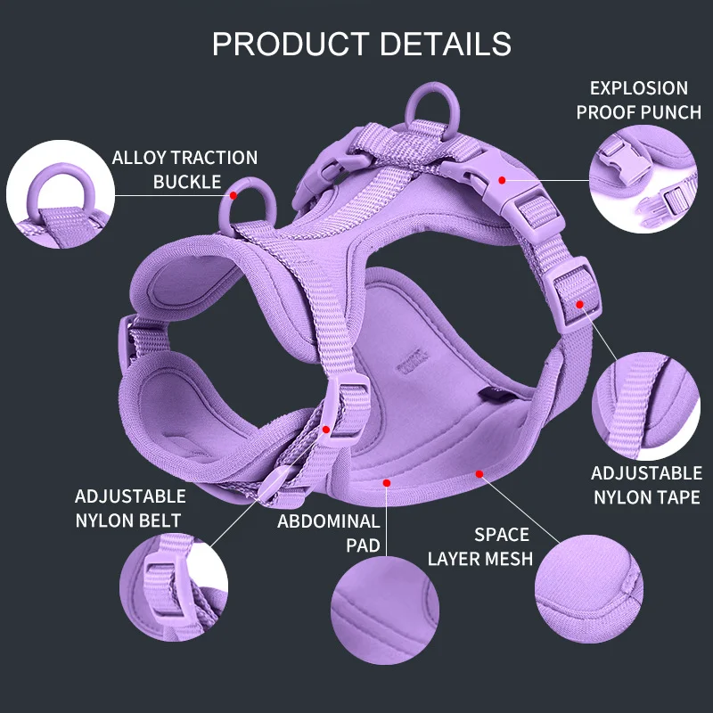 xingyu Pet OEM Manufacturer Custom pvc biothane waterproof neoprene dog harness Adjustable Strap Step-in Dog Harness sets