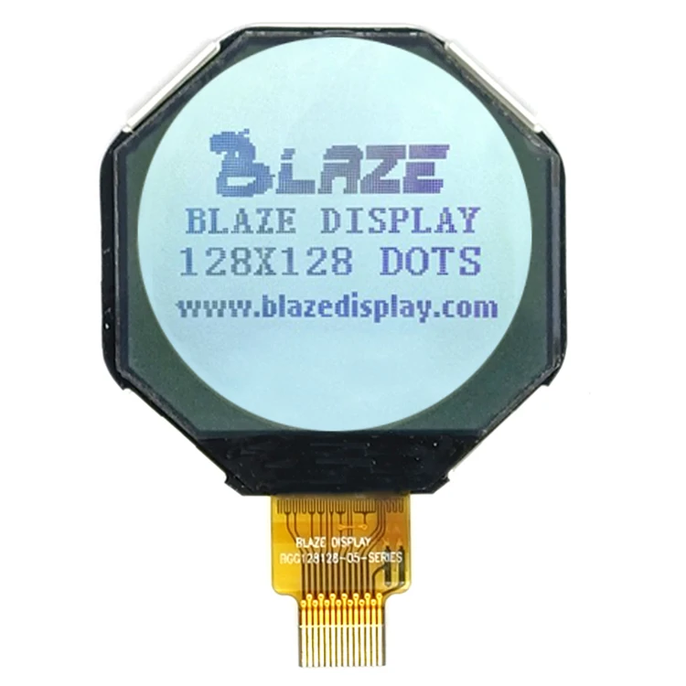 
1.81 inches Lcd Module FSTN/Positive lcd display 128 X128 White Led ST757 Cog Fpc 10 pins round watch display for smart wearable 