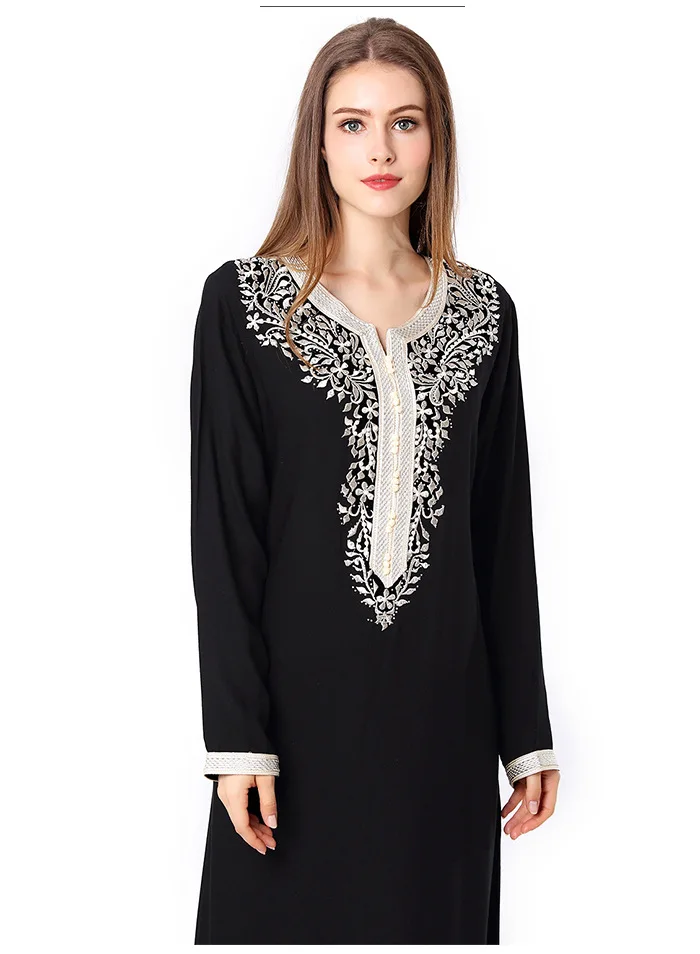 Middle East Popular Round Neck Long-Sleeved Prayer Ramadan Long Skirt Women Muslim Dress