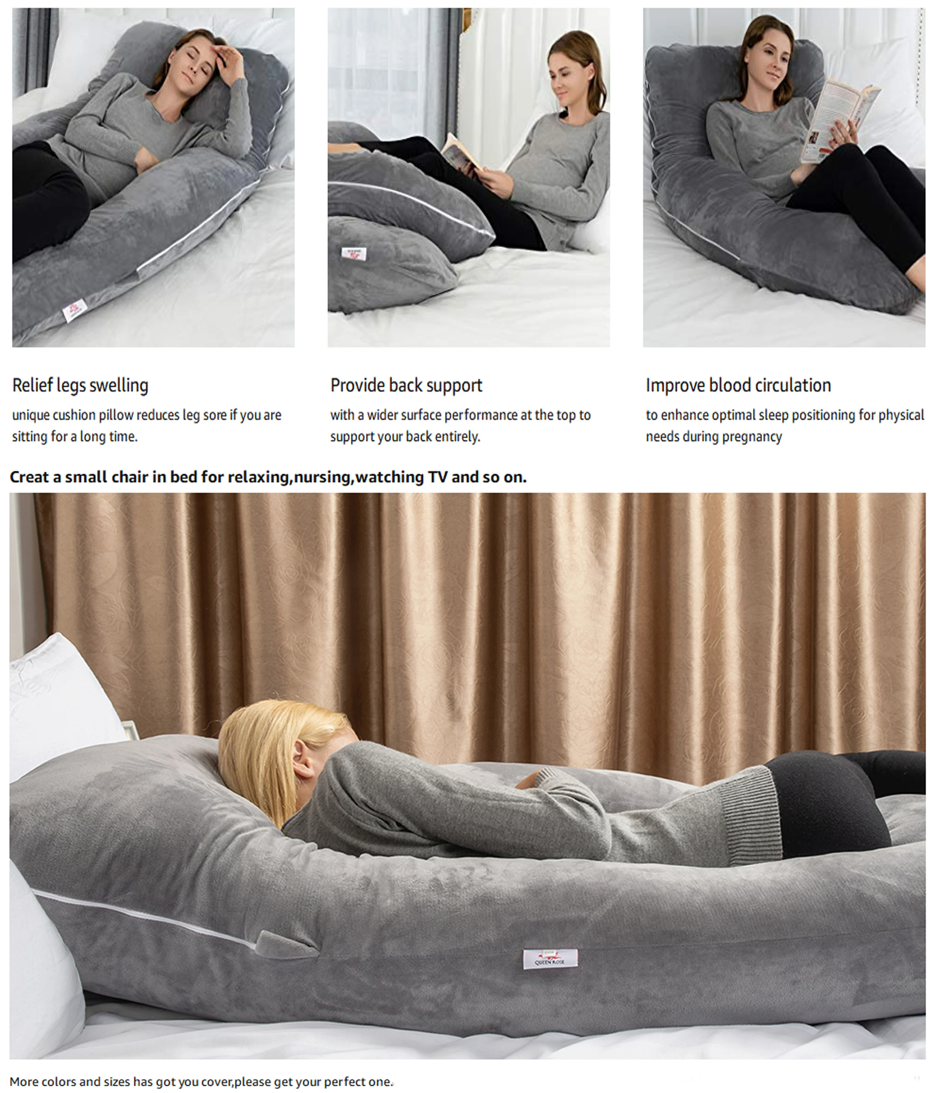 High Quality Pregnancy Support Bed Pillow With Removeable Cover Maternity Pillow