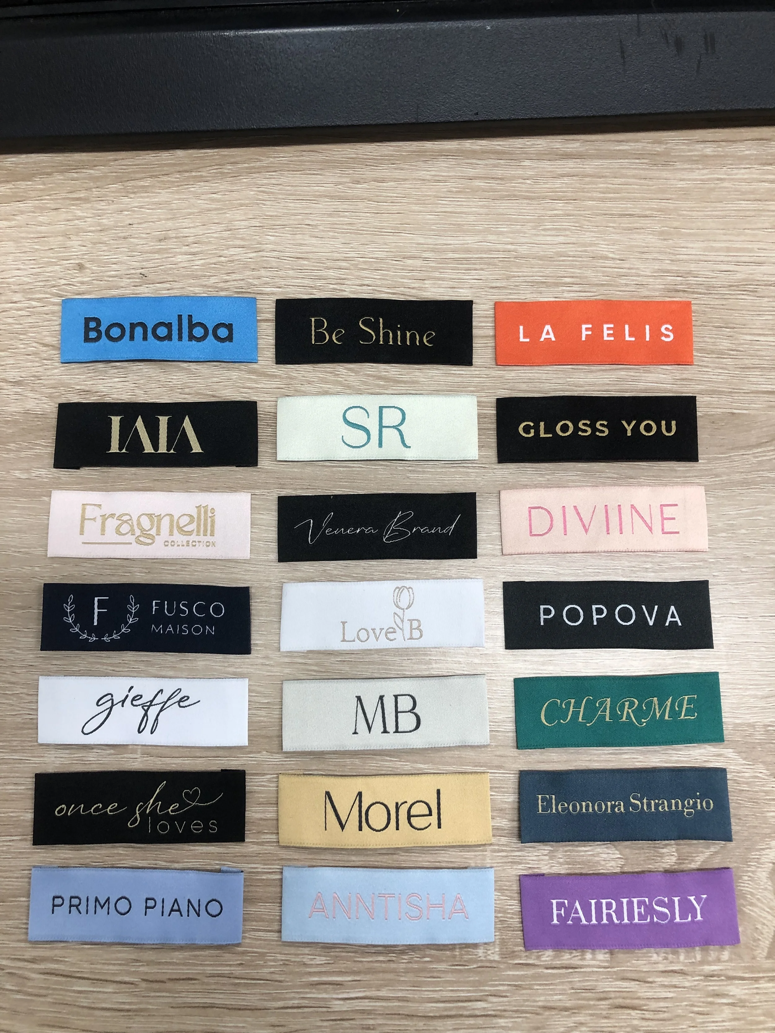 Customized high-density clothing label collar small label design satin cotton folding label