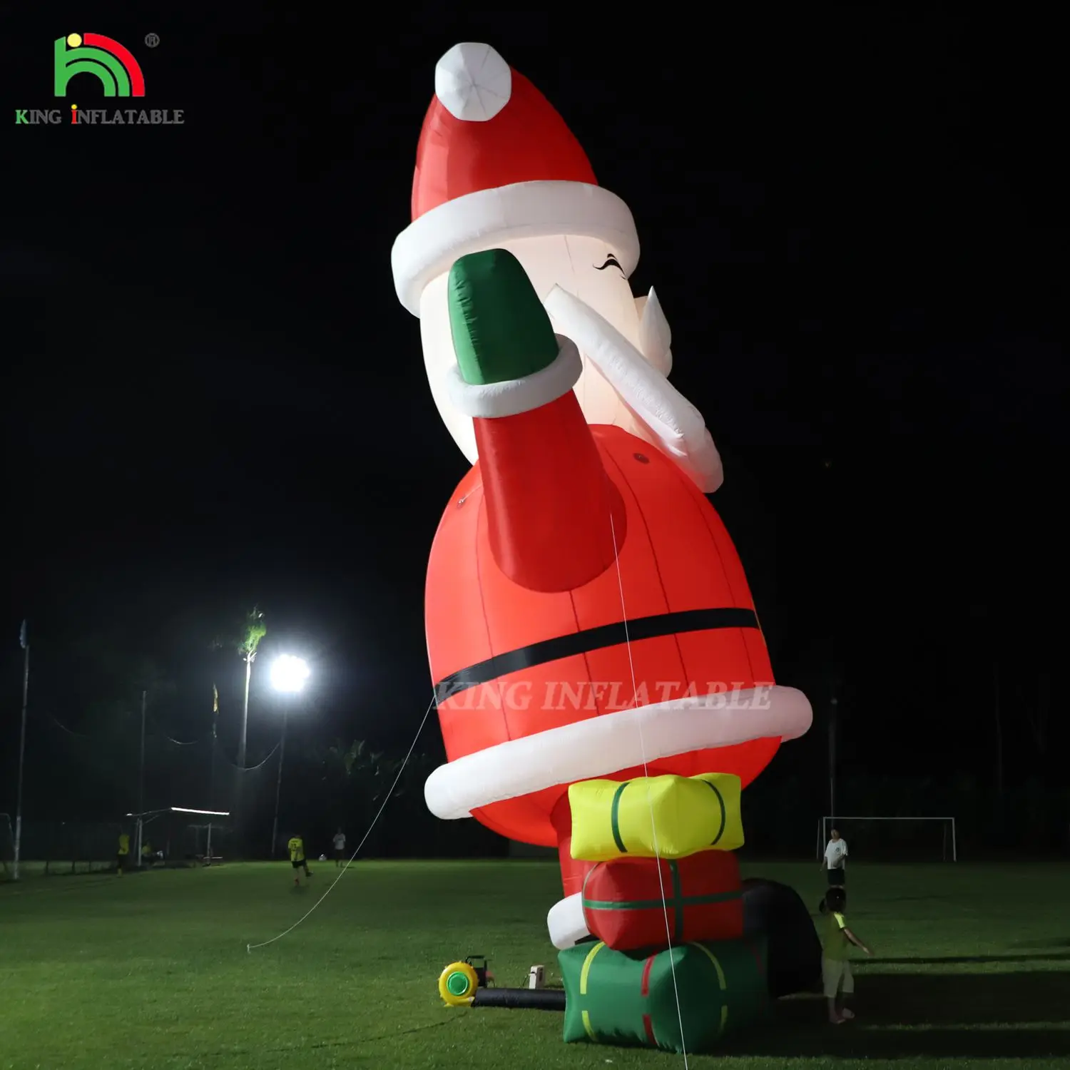 Glowing Inflatable Santa Claus Ornament 33ft Cartoon Giant with LED Lights for Christmas Garden Party Decor