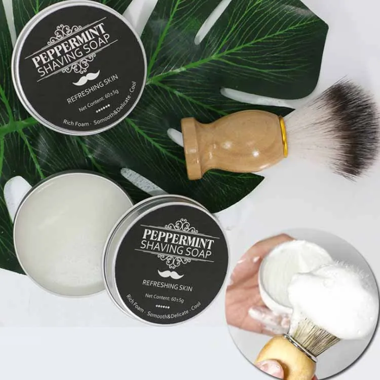 Custom OEM shaving soap natural organic soap bar shave mint shaving cream beard soap for men