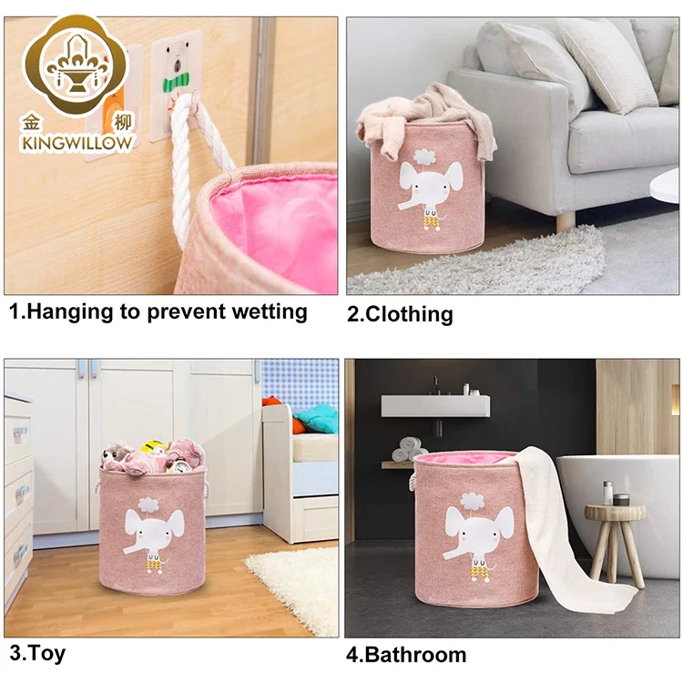 Wholesale Handmade Collapsible Large Round Kids Storage Bin Clothes Laundry Hamper toy Hamper Basket