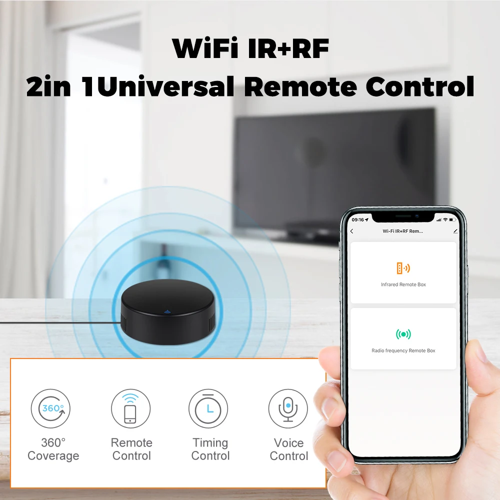 WiFi IR+ RF433Mhz Remote Control Conditioner TV Curtain Roller Shutter Tuya smart life