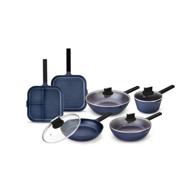 Литье под давлением, антипригарная Кастрюля, сковородки для жарки, оладий, ручка для измерения температуры, антипригарная алюминиевая сковорода, наборы посуды