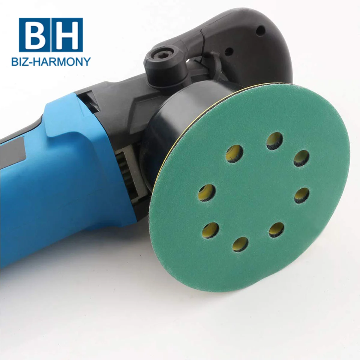 High quality 125 mm 8 hole green hook and loop pet film sand paper sanding disc