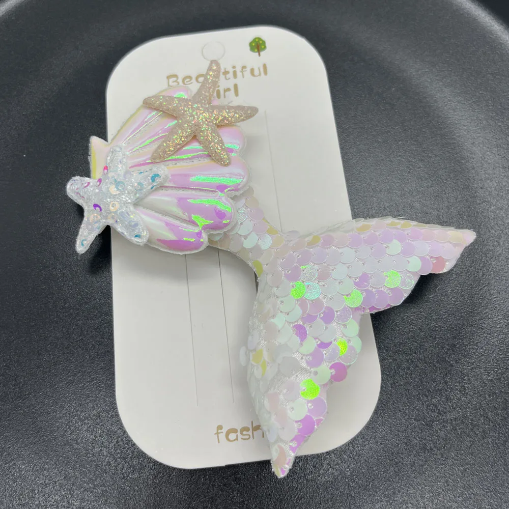 boho fashion mermaid hair accessory cute sequins 10cm hairpin hair clip for girls