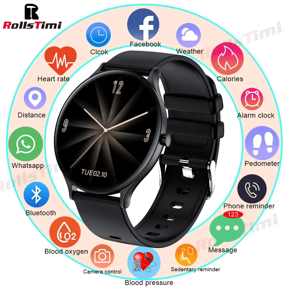 Rollstimi New Women Smart Watch Real-time Weather Forecast Activity Tracker Heart Rate Monitor Sports Ladies Smart Watches QW13