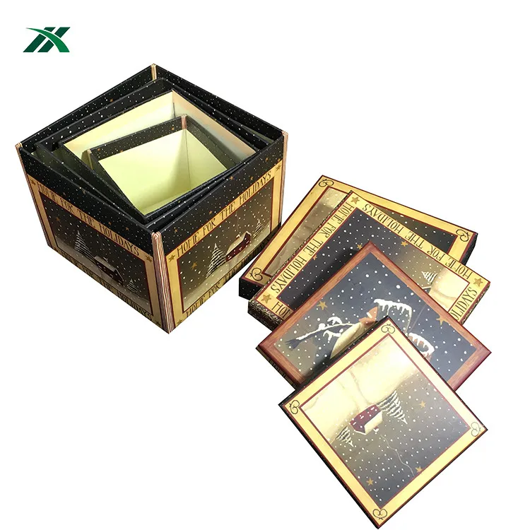 Различные размеры Рождественский фон с изображением зимы снеговика лампы в форме свечи упаковочной коробки на заказ с крышками