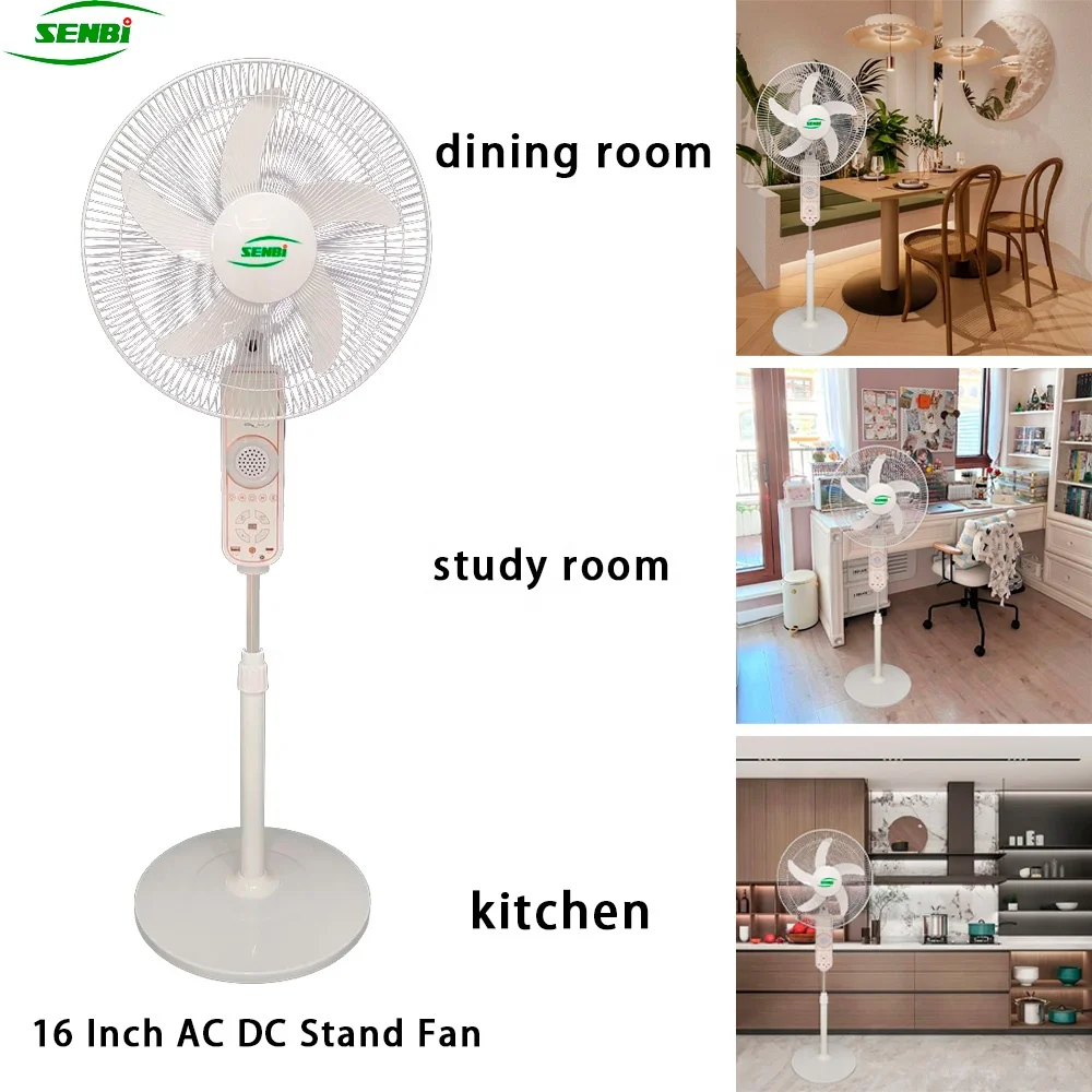 SENBI Multi-Function BLDC motor 16 inch Rechargeable Stand fan with Remote/ Light/USB