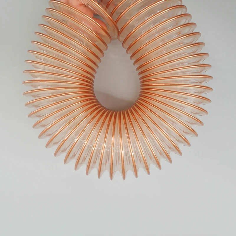 Strong PU Clear industrial flexible spiral air dust duct collector hose with good shock resistance