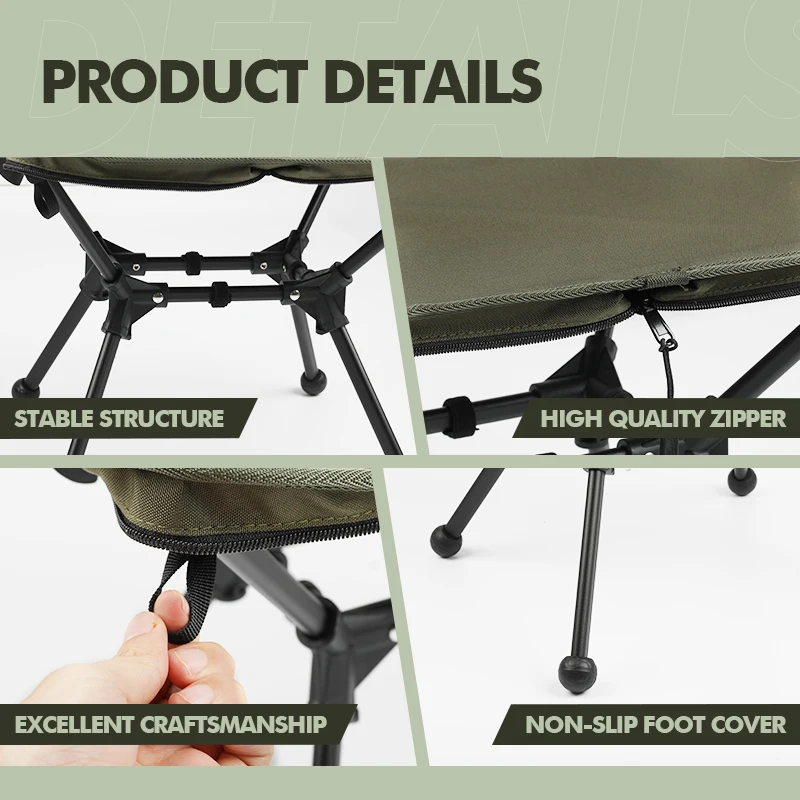 KingGear Outdoor New Aluminum Square Mini Camping Stool Ultralight Portable Folding Chair Travel 2 Way Compact Camping Chair