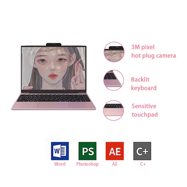 14 дюймов Win 10 ноутбук с IPS труба из углеродистого волокна 3K экран 1920*1080 Веб камера компьютер НЧ-динамик для школы ноутбука портативного